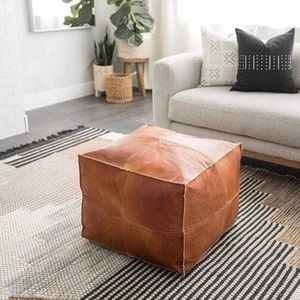 Imported Moroccan leather pouf cover